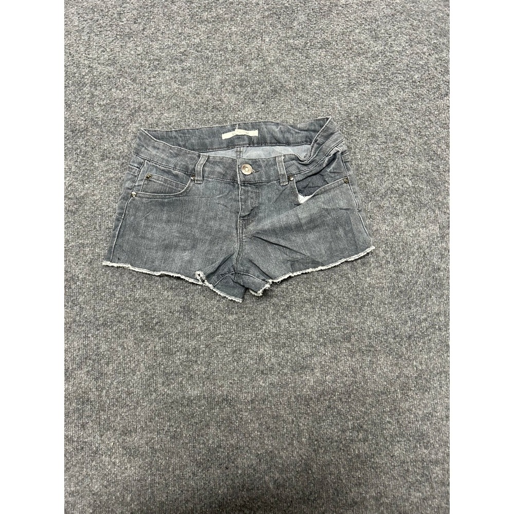 XXI Denim Shorts Womens Size 27 Grey Low Rise Raw Hem Casual Stretch Jean Shorts